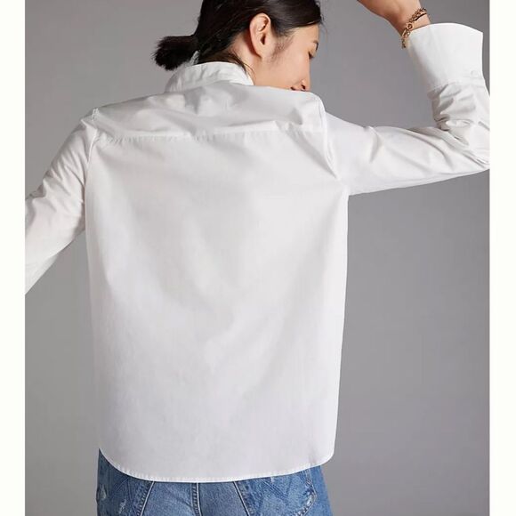 Anthropologie ruffled button down white top - Picture 5 of 6